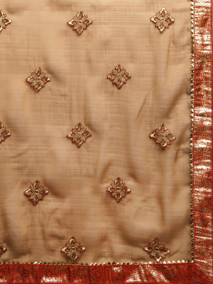 Dhiyona RV Women's Two tone chiffon With Zari Embroidery Saree ( KVD949 )