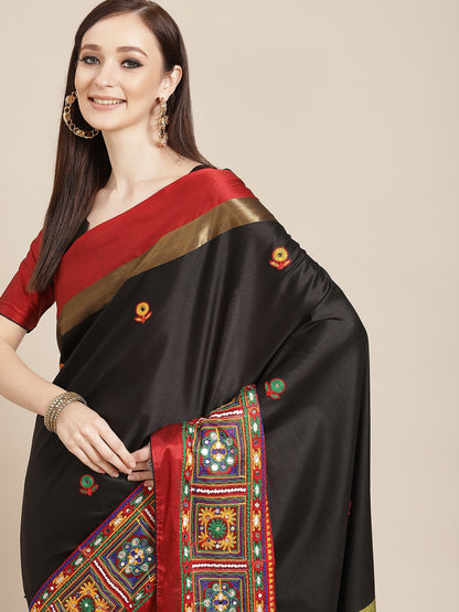 Dhiyona RV Women's Designer Cotton Silk Embroidered Saree with Heavy Border ( KVD956 )