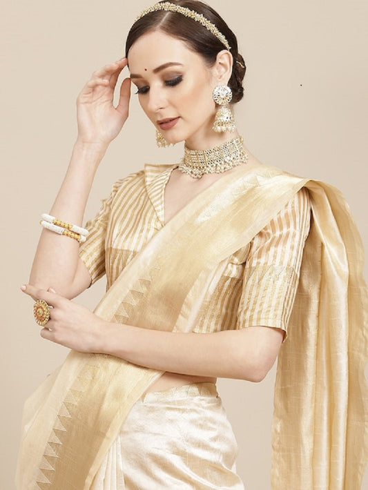 Dhiyona RV Women's Assam Silk With Golden Broad Border Saree  ( KVD986 )