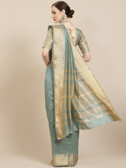 Dhiyona RV Women's Assam Silk With Golden Broad Border Saree  ( KVD991 )