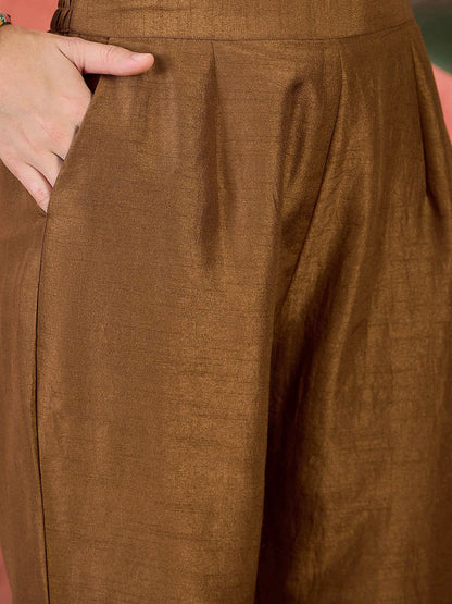 Dhiyona SN Women's Embroidered V-Neck Kurta, Trousers & Dupatta Set