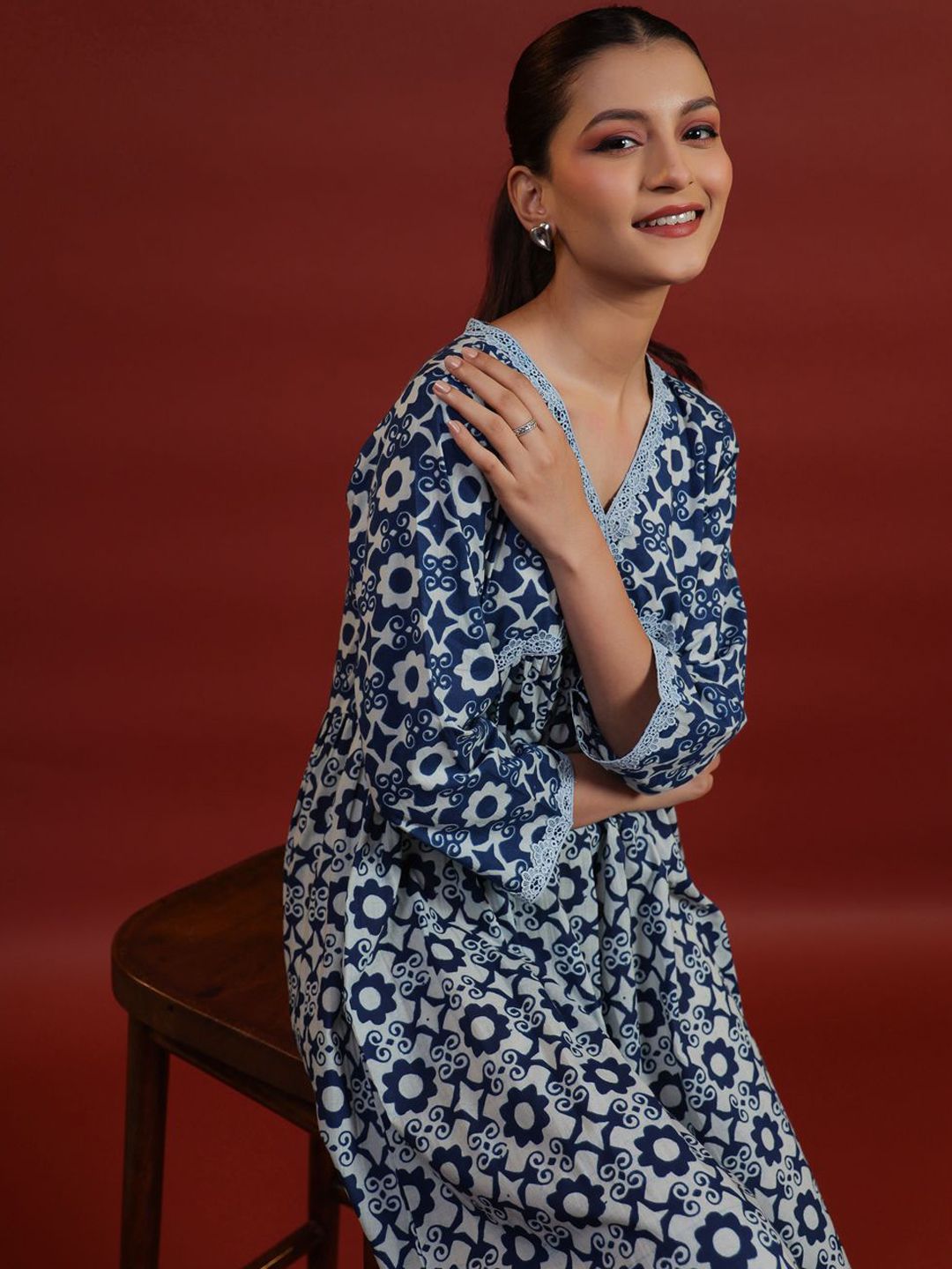 Dhiyona AY Women's Printed Fit & Flared Midi Dresses