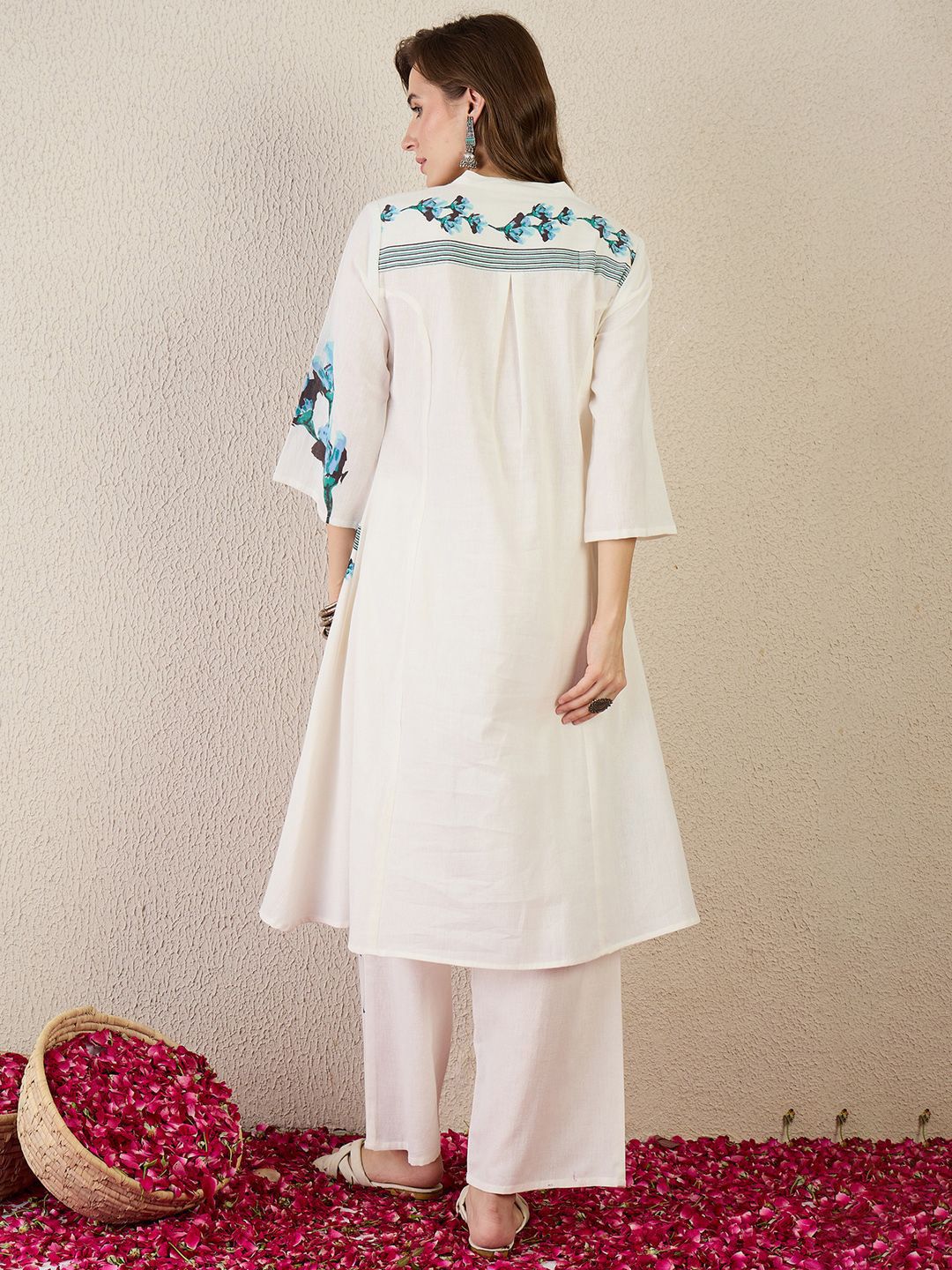 Dhiyona IE Printed Pure Cotton Straight Tunic With Trousers Co-Ords
