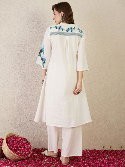 Dhiyona IE Printed Pure Cotton Straight Tunic With Trousers Co-Ords