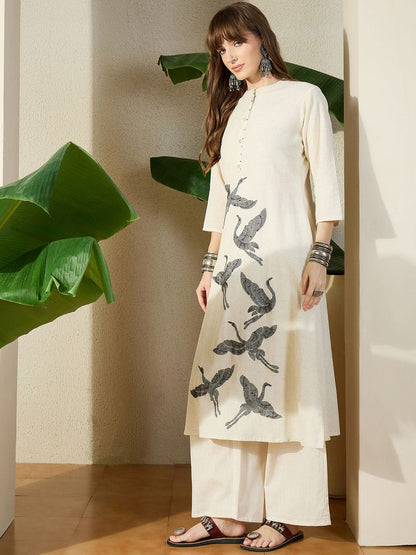 Dhiyona IE Embroidered Mandarin Collar Tunic With Trouser