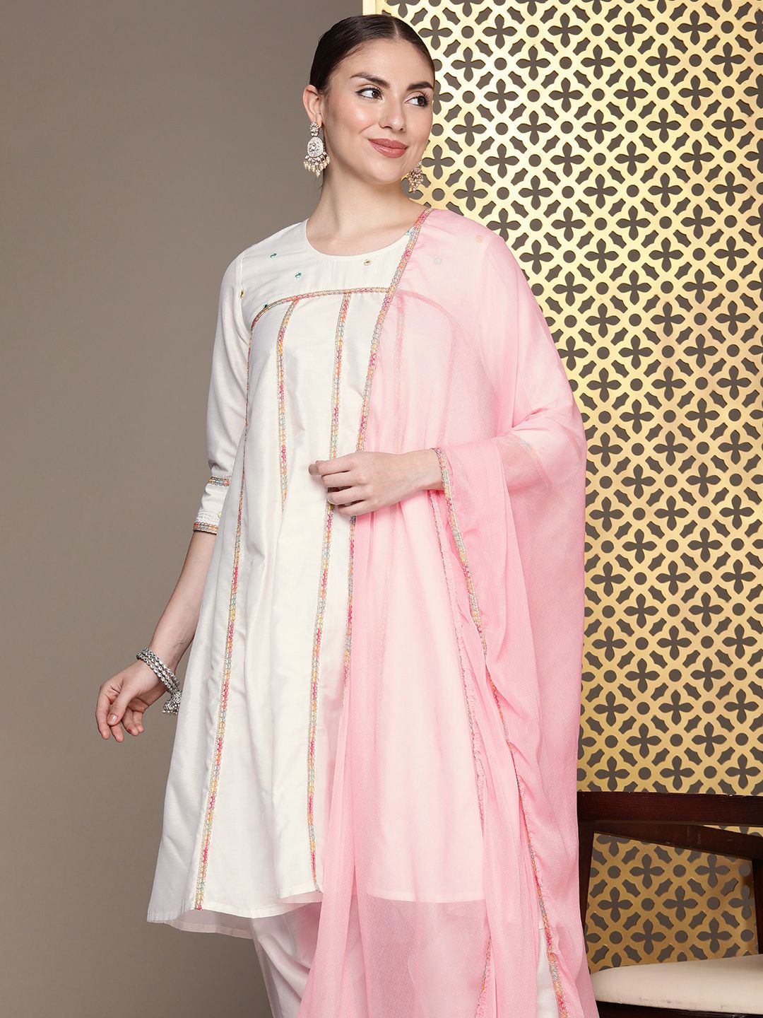 Dhiyona PD Women Jashn Empire Gotta Patti Kurta with Salwar & Dupatta