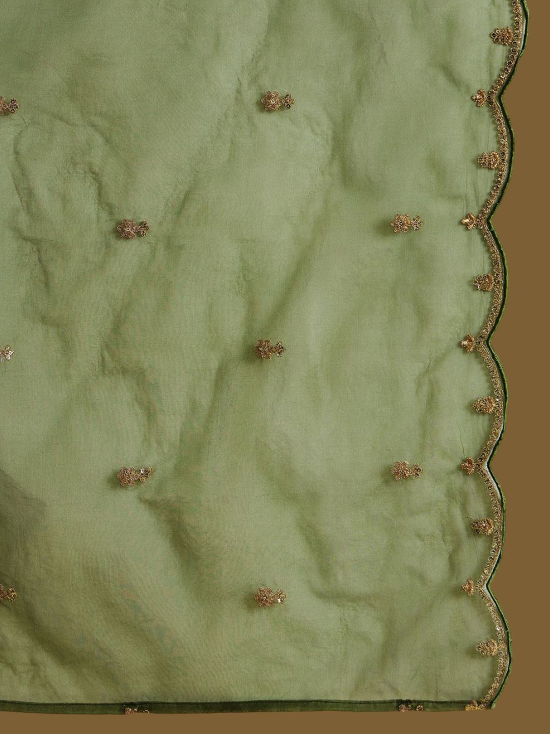 Dhiyona IE Ethnic Motifs Embroidered Gotta Patti Straight Kurta With Trousers & Dupatta
