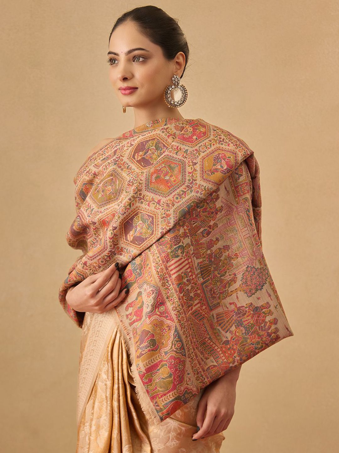 Dhiyona PA Floral Woven Design Darbari Kaani Woolen Shawl