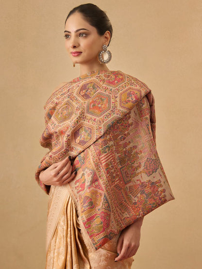 Dhiyona PA Floral Woven Design Darbari Kaani Woolen Shawl