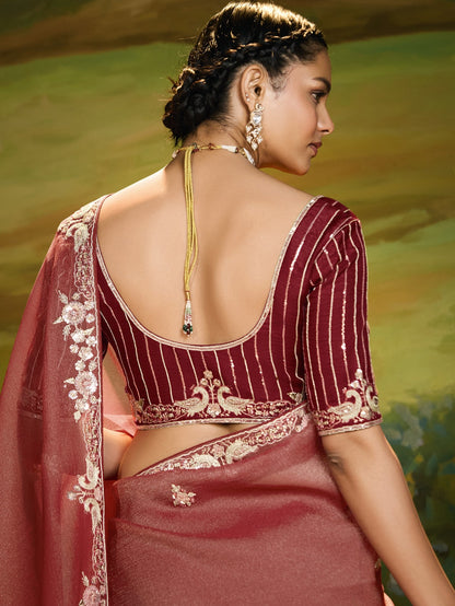 Dhiyona KM Women Classic Red Saree With Red Blouse ” The Eternal Symbol Of Grace