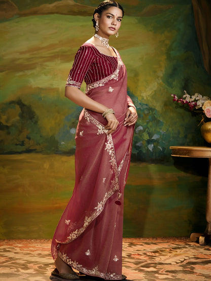 Dhiyona KM Women Classic Red Saree With Red Blouse ” The Eternal Symbol Of Grace