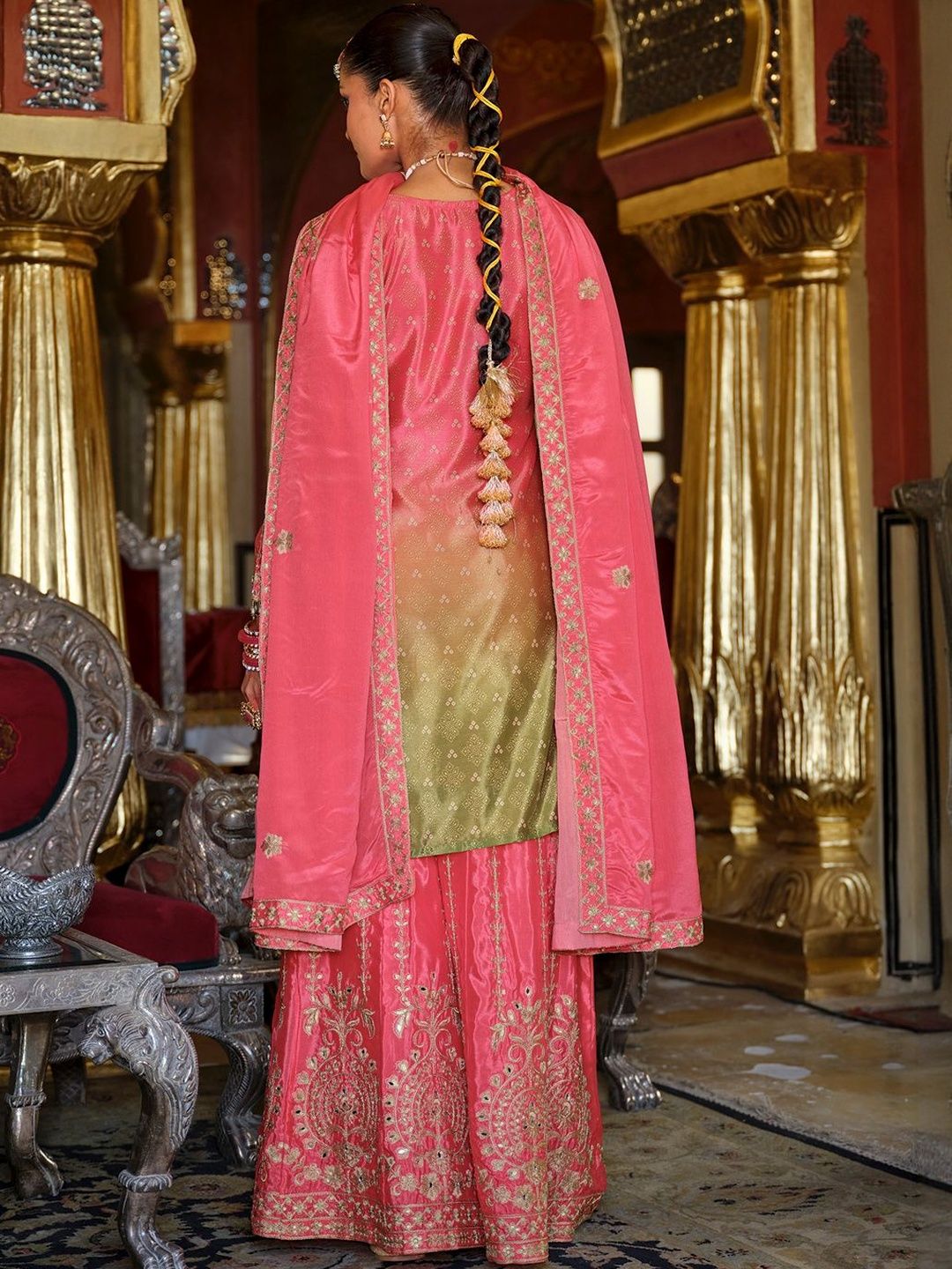 Women Ethnic Motifs Embroidered Kurta with Palazzos & Dupatta