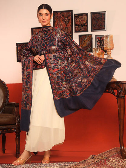 Dhiyona PA Arwina Pure Wool Ethnic Motifs Embroidered Shawl