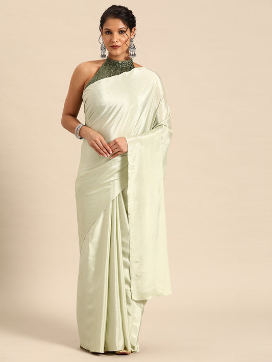 Dhiyona GR Women's Sabhya Pista Green Satin Saree