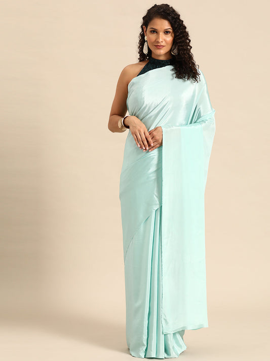 Dhiyona GR Women's Sabhya Aqua Green Satin Saree