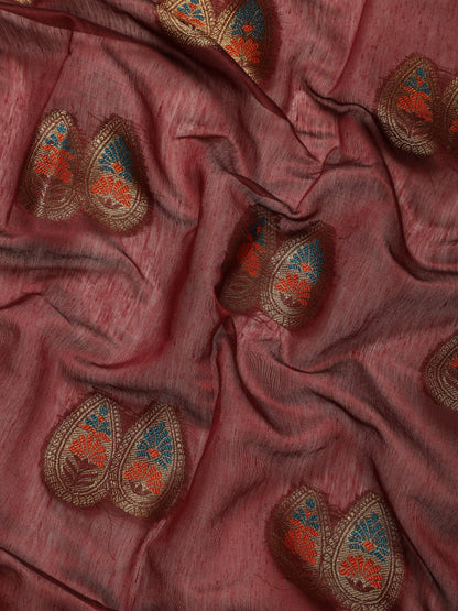 Dhiyona GR Women's Sagarika Vintage Maroon Cotton Blend Saree