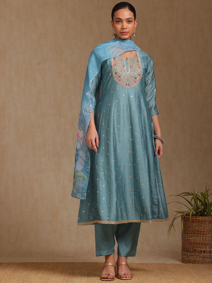Dhiyona SO Women's Women Ethnic Motifs Printed Panelled Kurta with Trousers & With Dupatta