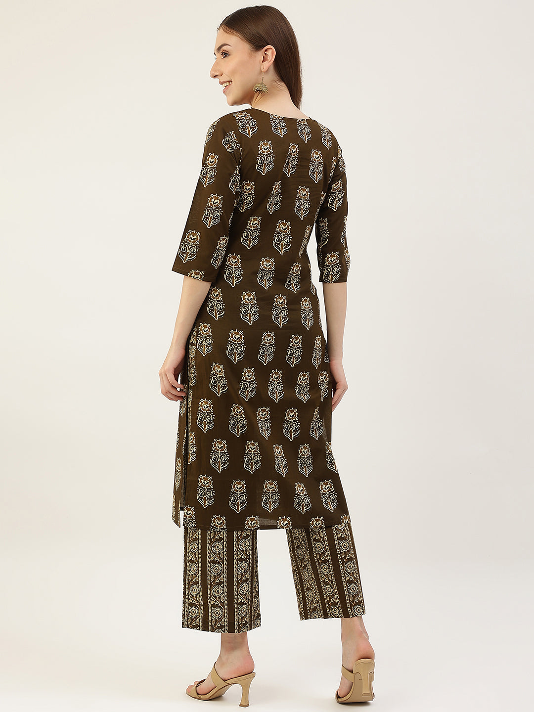 Women's Mahendi Green Pure Cotton Kurta with Palazzo Pant