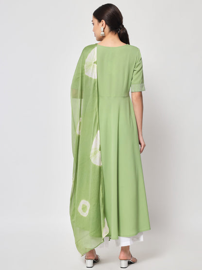 Women's Poly Crepe Kurta With Dupata