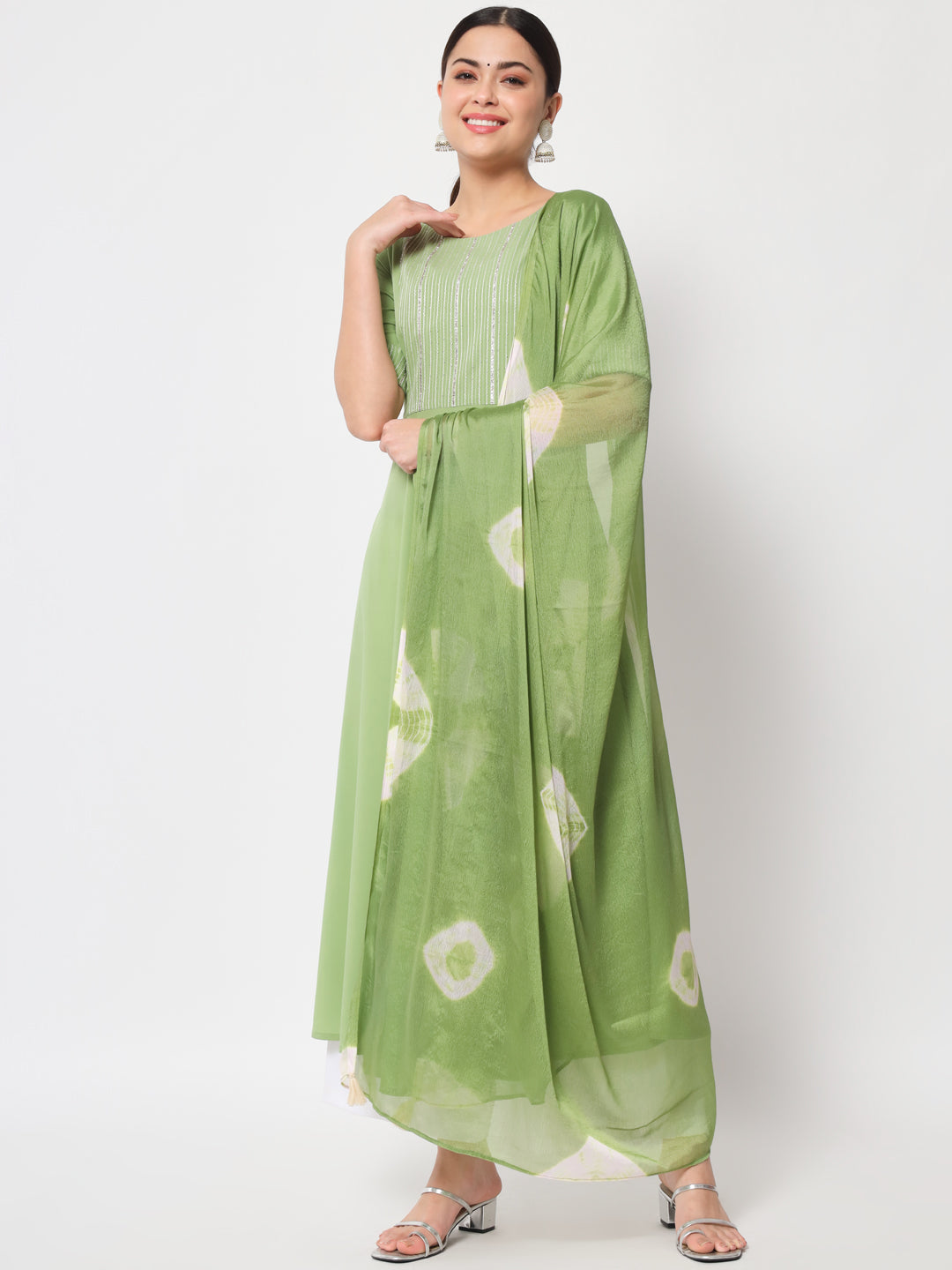 Women's Poly Crepe Kurta With Dupata