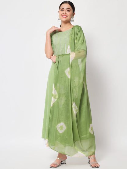 Women's Poly Crepe Kurta With Dupata