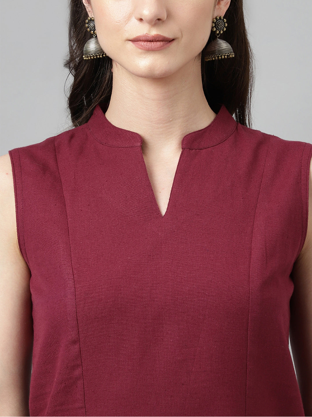Women's Maroon Rayon A-line Kurta with Pant