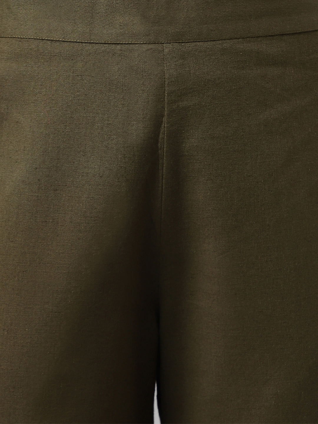 Women's Olive Green Rayon Straight Kurta with Pant
