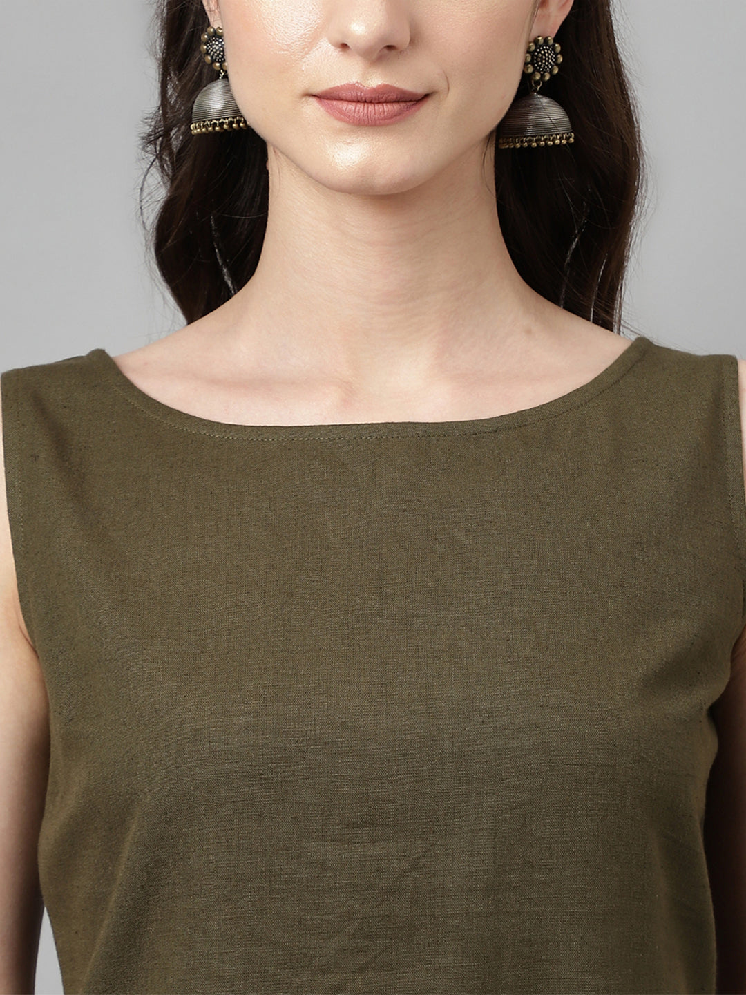 Women's Olive Green Rayon Straight Kurta with Pant