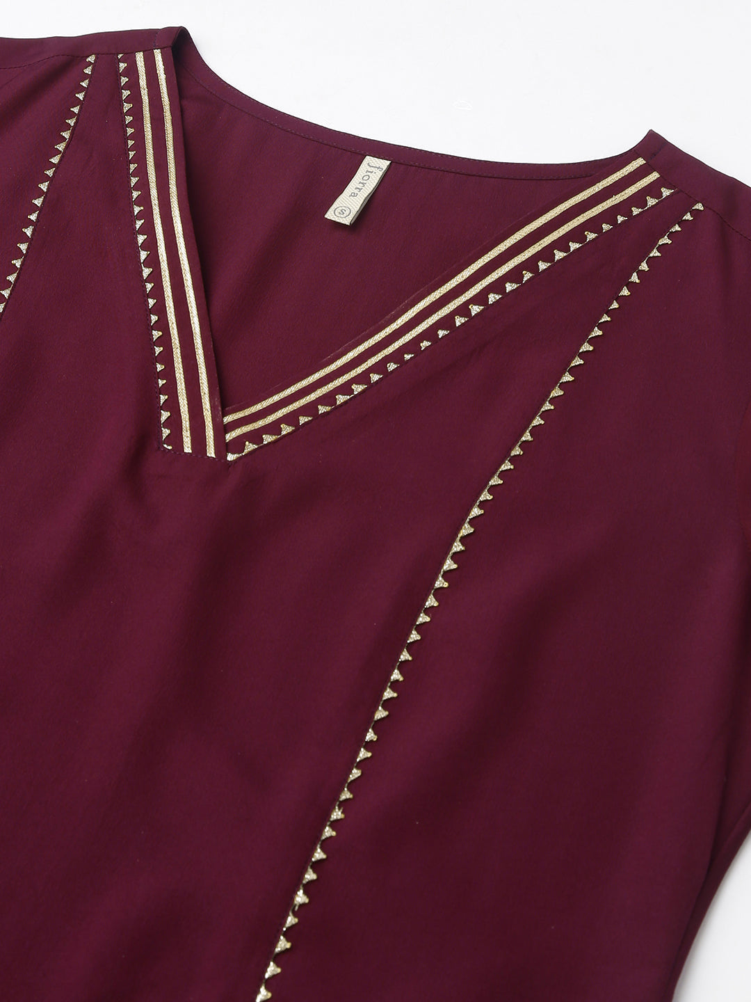 Women's Purple Poly Crepe Flared Kurta with Dupatta and Pant