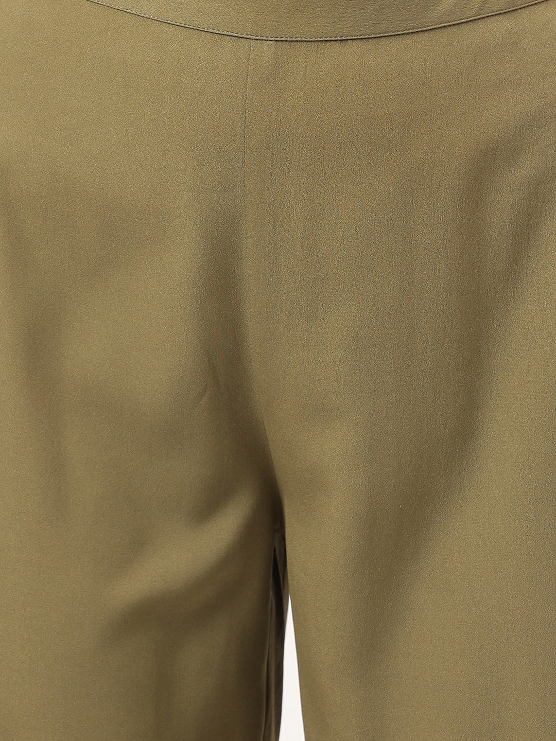 Women's Olive Green Poly Crepe A-line Kurta with Pant