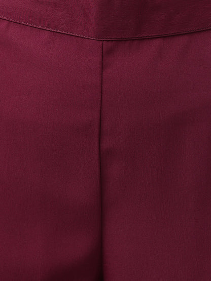 Women's Purple Poly Crepe A-line Kurta with Pant