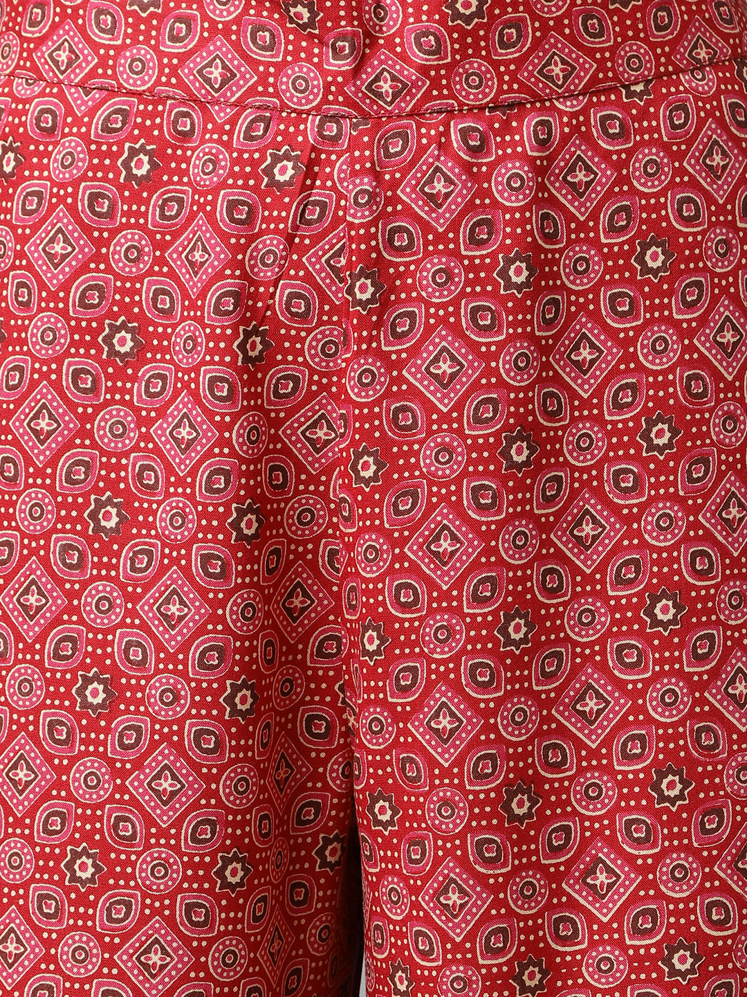 Women's Red Cotton A-Line Kurta Pant
