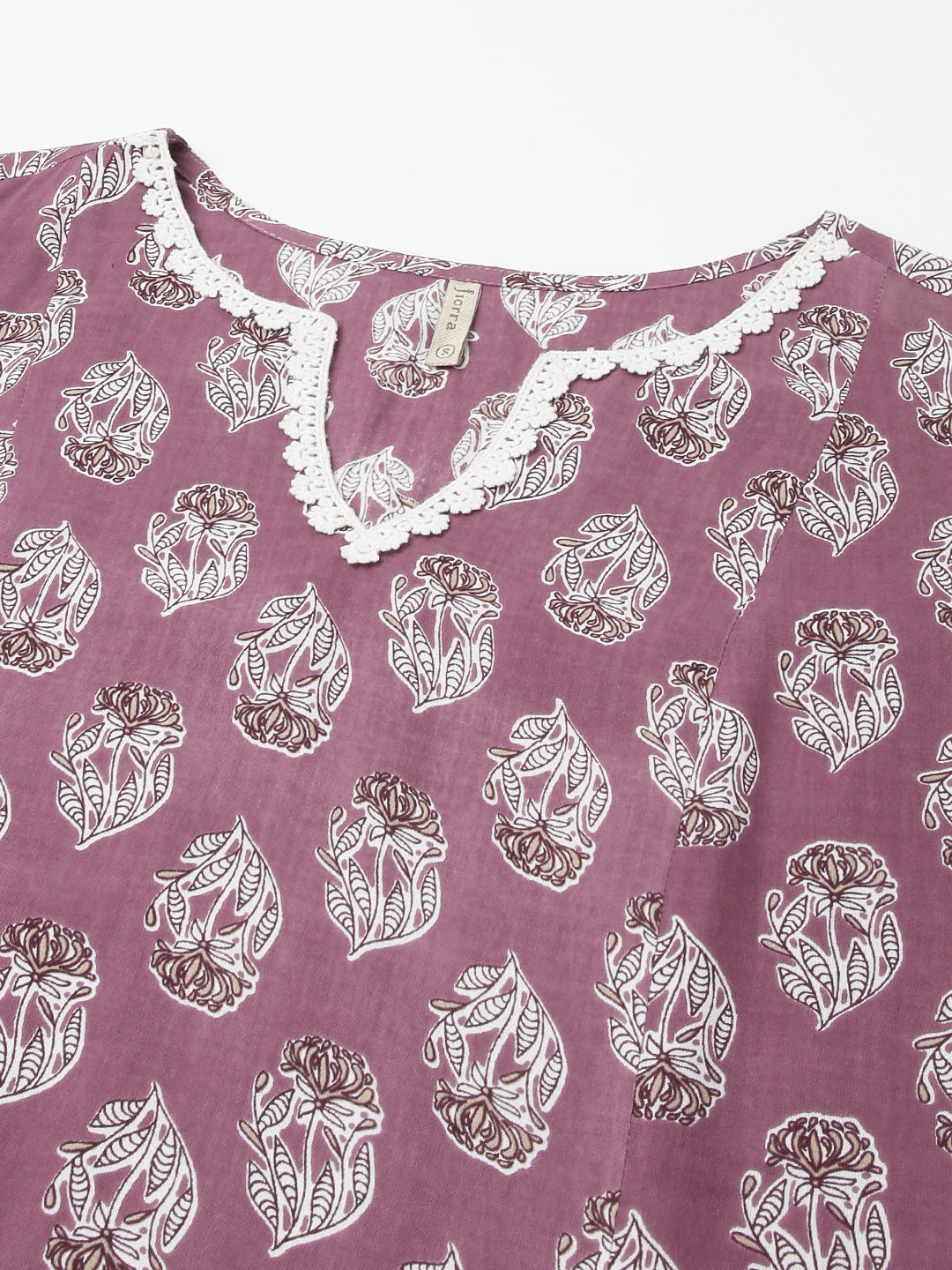 Women's Light Purple Cotton A-line Kurta with Pant