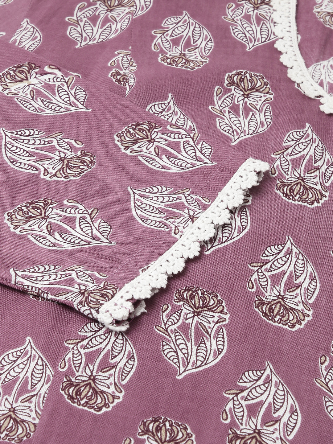 Women's Light Purple Cotton A-line Kurta with Pant