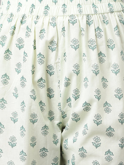 Women's Mint Green Pure Cotton A-line Kurta with Pant