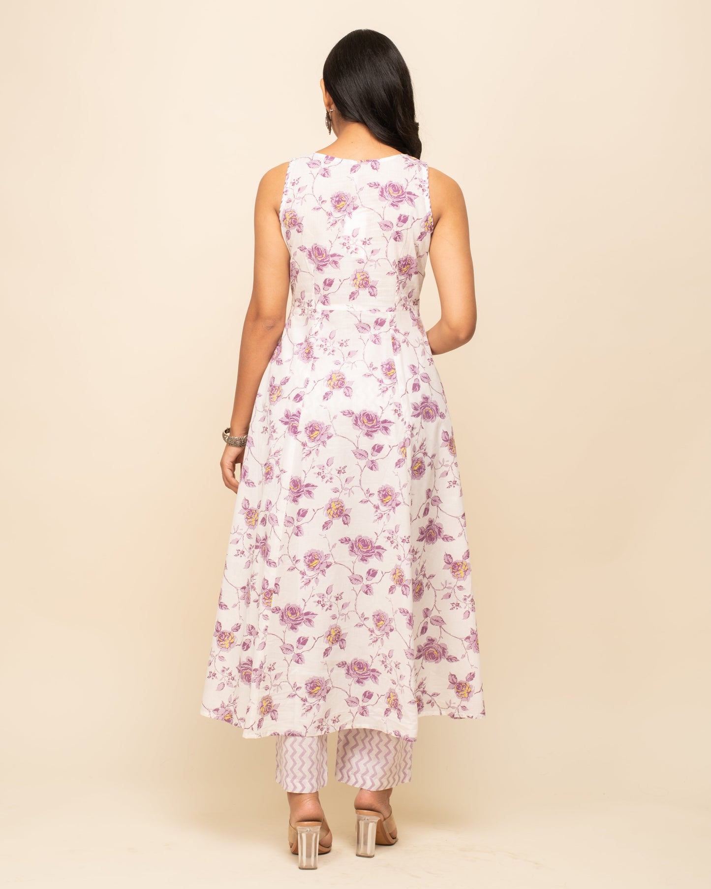 Women's White Cotton A-line Kurta with Pant and Dupatta