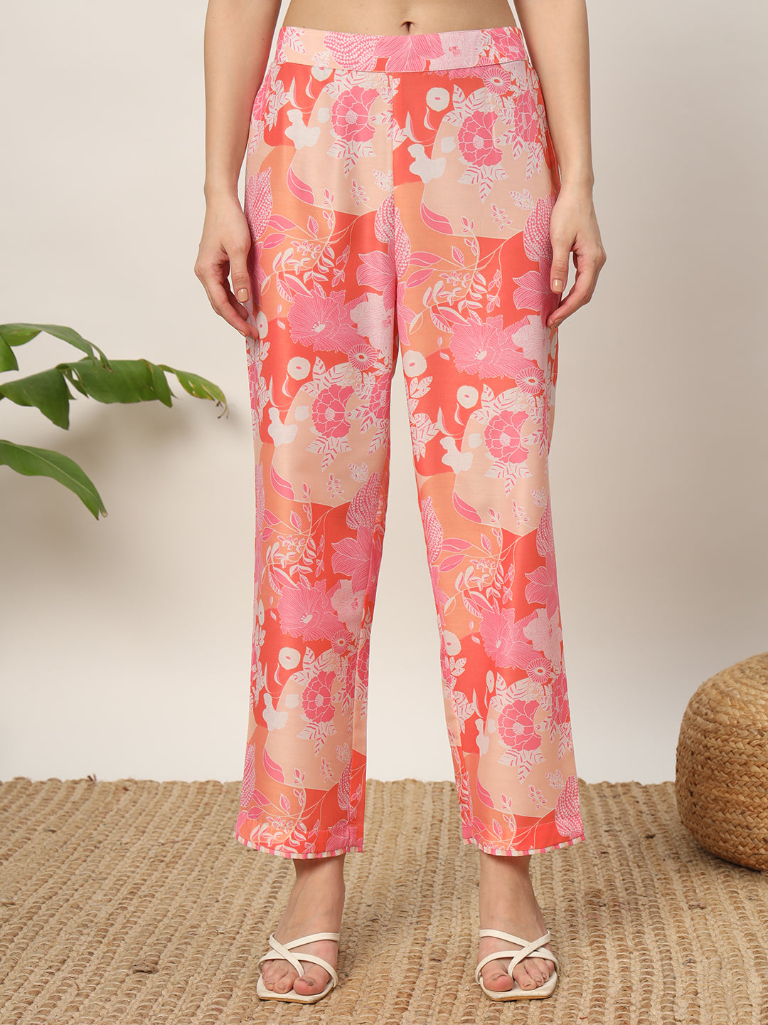 Women's Pink Cotton Blend A-Line Kurta and Pant