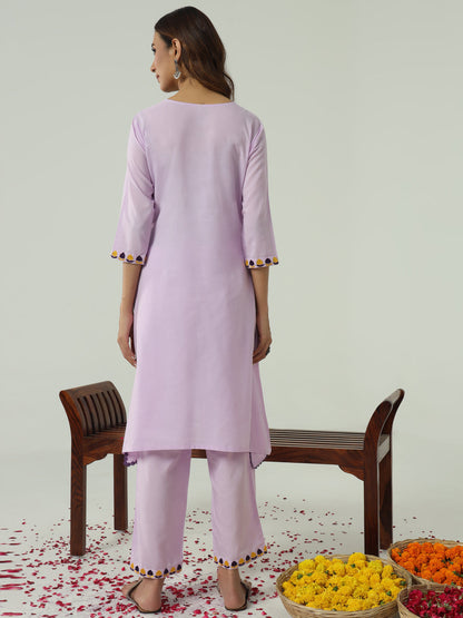 Dhiyona FL Women's Lavender Cotton Flared Kurta Set