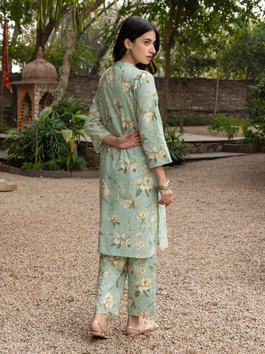 Dhiyona FL Women's Pista green Cotton Printed Co-ord Set
