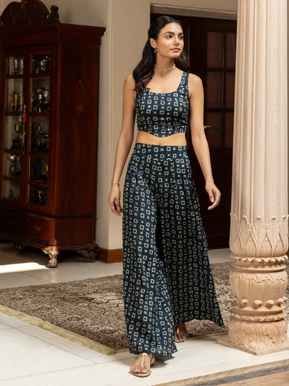 Dhiyona FL Women's Navy Blue Cotton Printed Co-ord Set