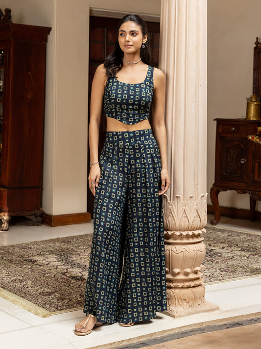 Dhiyona FL Women's Navy Blue Cotton Printed Co-ord Set
