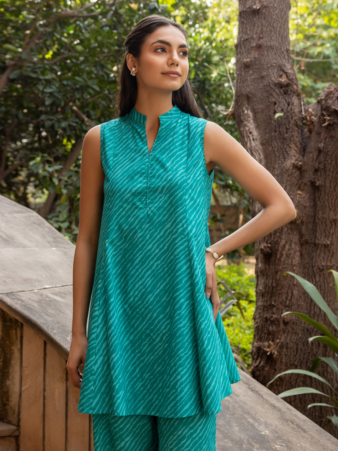 Dhiyona FL Women's Teal Green Cotton Printed Co-ord Set