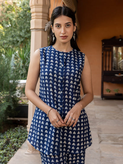 Dhiyona FL Women's Navy Blue Cotton Printed Co-ord Set