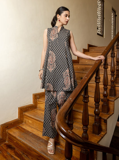 Dhiyona FL Women's Black Printed Cotton Co-ord Set