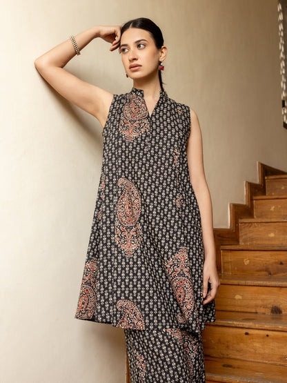 Dhiyona FL Women's Black Printed Cotton Co-ord Set