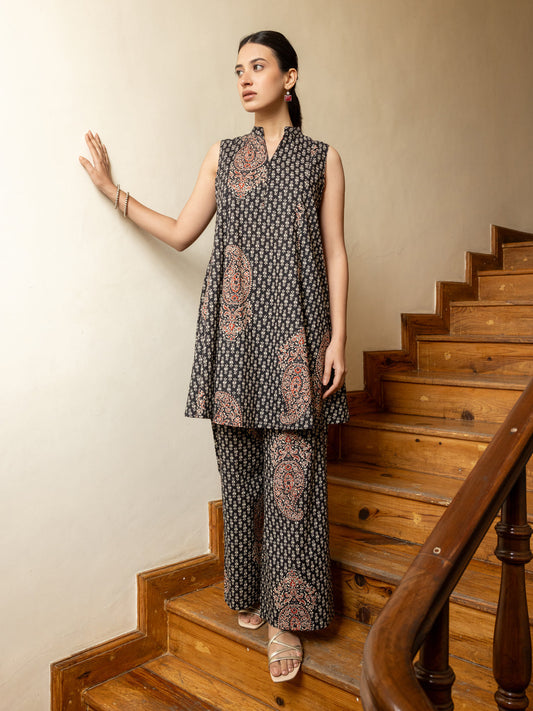 Dhiyona FL Women's Black Printed Cotton Co-ord Set
