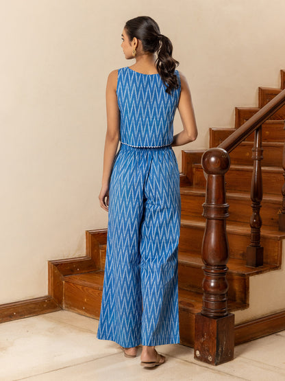 Dhiyona FL Women's Blue Printed Cotton Co-ord Set
