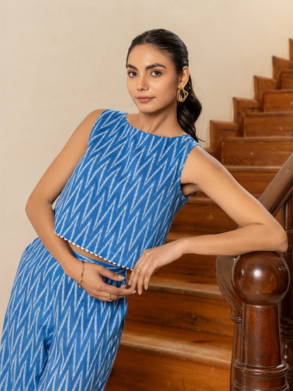Dhiyona FL Women's Blue Printed Cotton Co-ord Set
