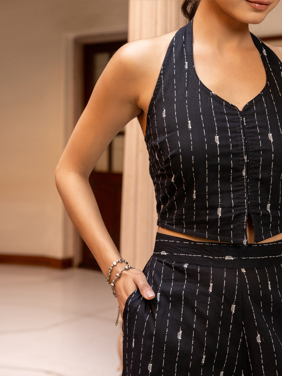 Dhiyona FL Women's Black Printed Cotton Co-ord Set