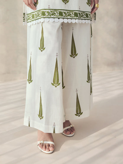 Dhiyona FL Women's Off-White Printed Cotton Sleeveless Kurta Set